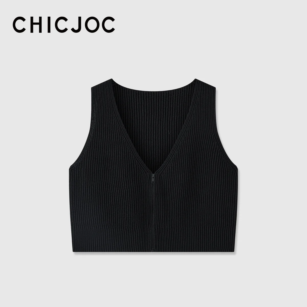 Zip-Front Ribbed Knit Crop Vest - Image 8