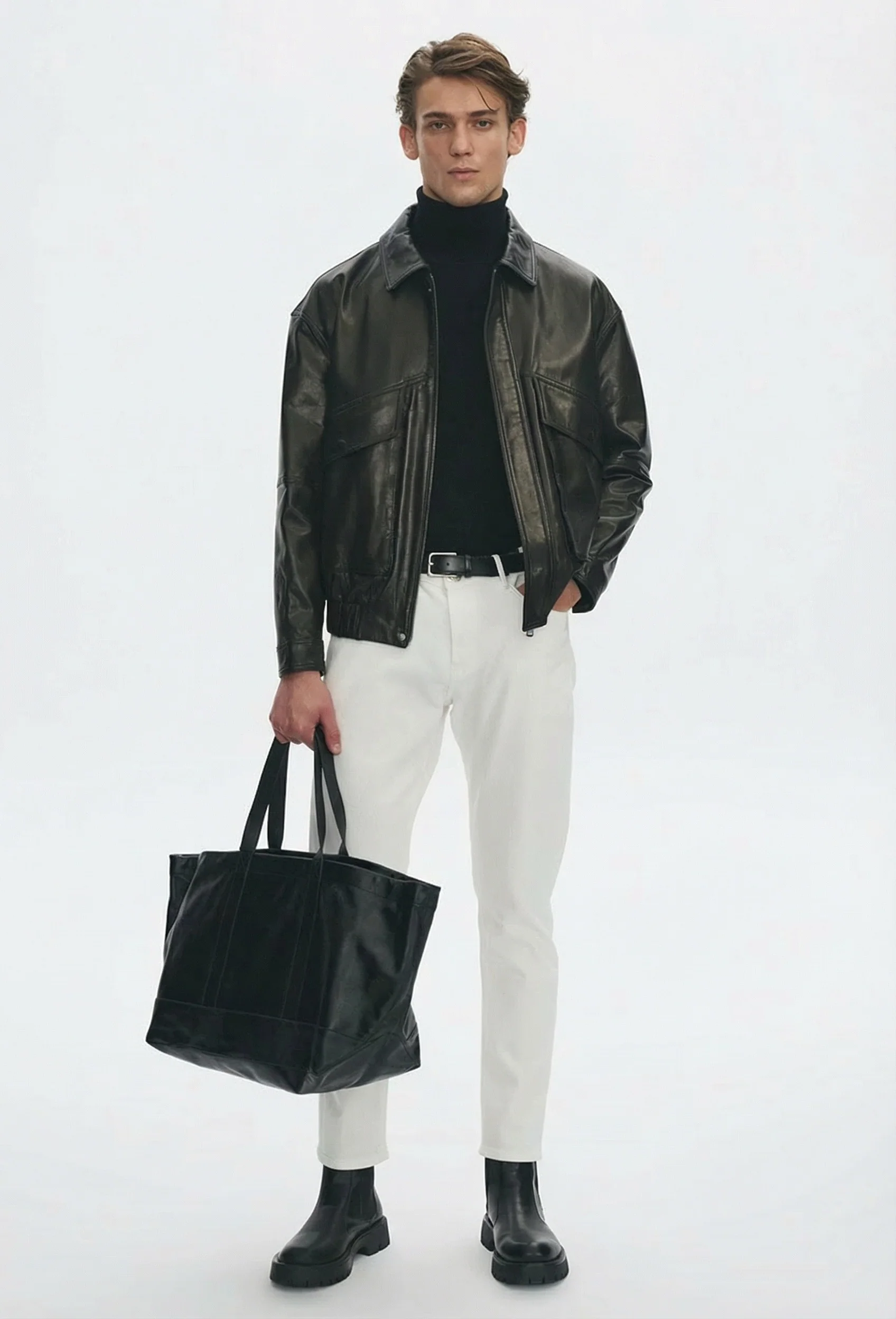 Zip Leather Blouson - Image 2