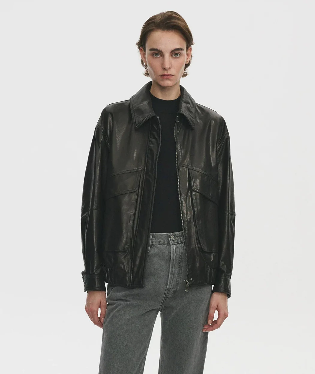 Zip Leather Blouson - Image 6