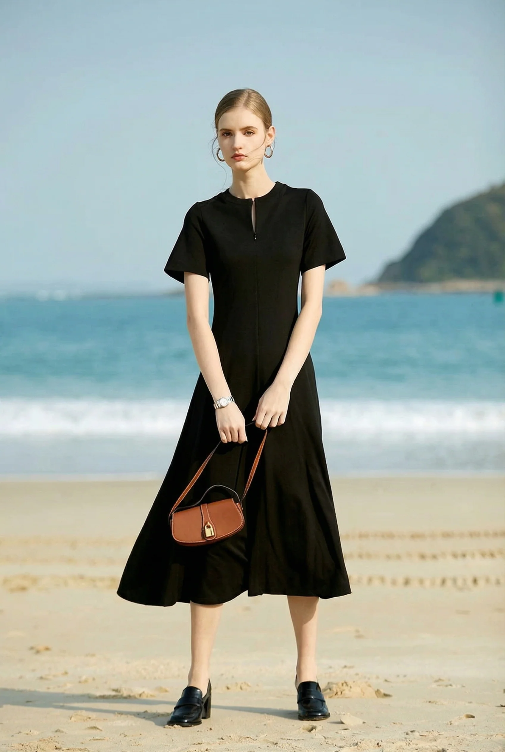 Zip Neck Midi Dress - Image 5