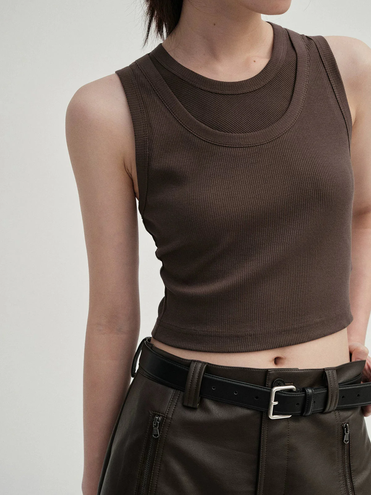 Zip-Pocket PU A-Line Mini Skirt - Image 5