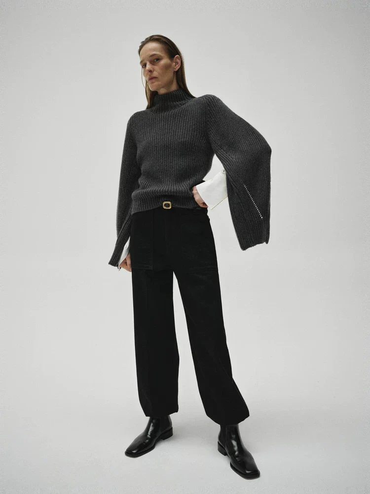 Zip-Sleeve Rib Sweater - Image 2