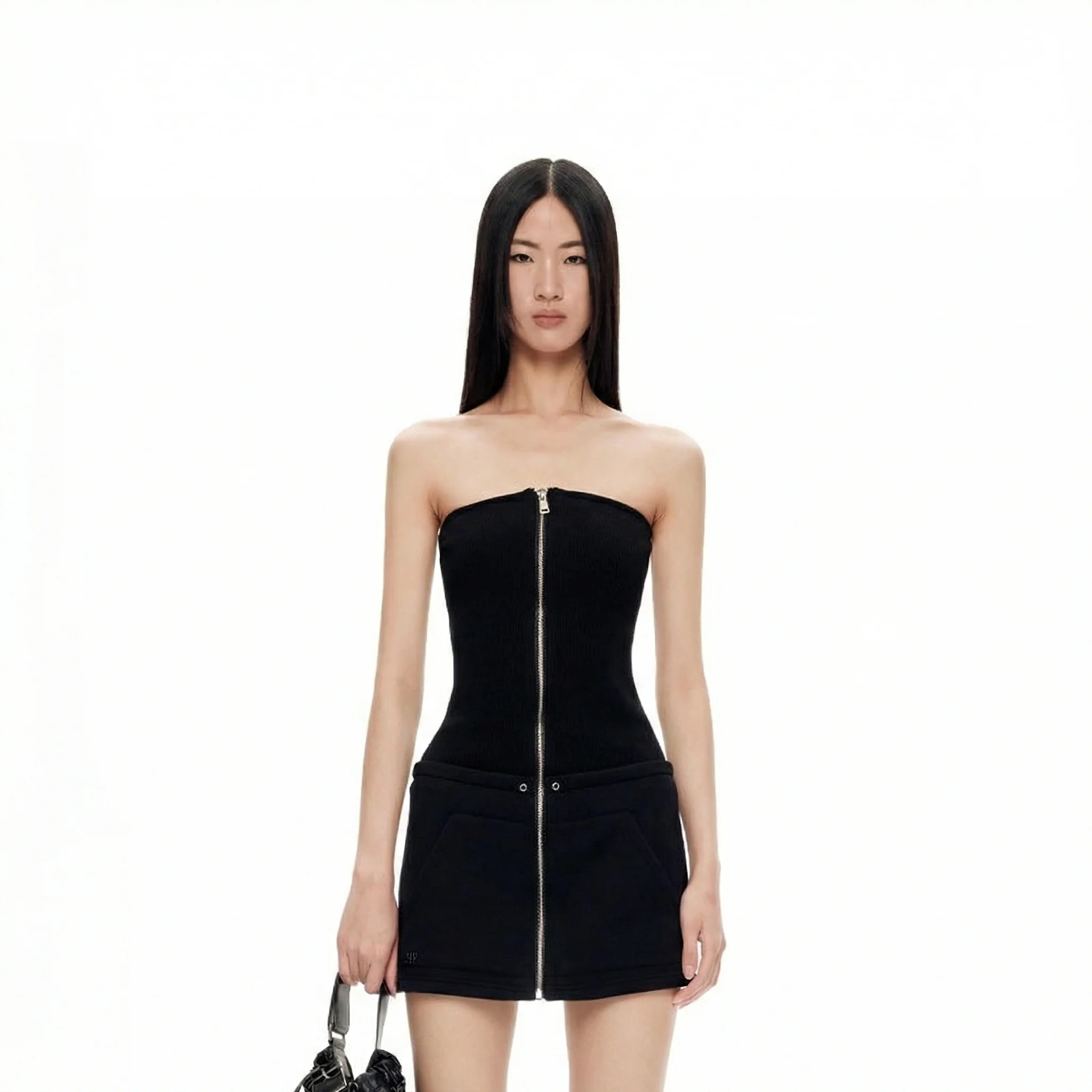 Zip Strapless Mini Dress - Image 7