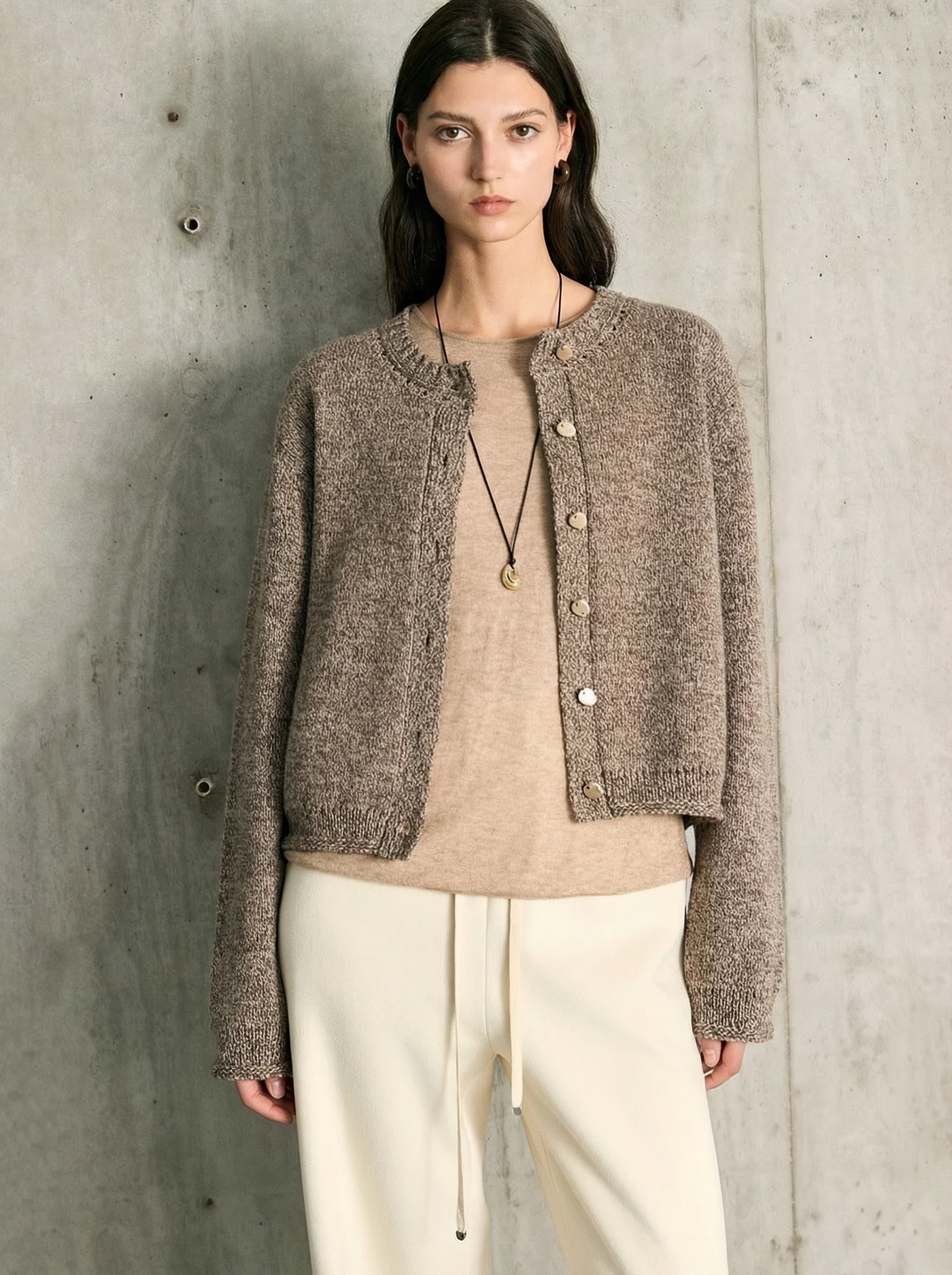 Zurich Mélange Wool Crew Cardigan - Image 4